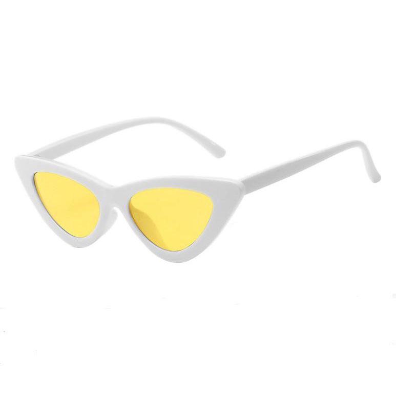 Vintage Katzenaugen-Sonnenbrille Damen Marken-Designer Retro-Sonnenbrille Weiblich white&yellow gelb/weiß