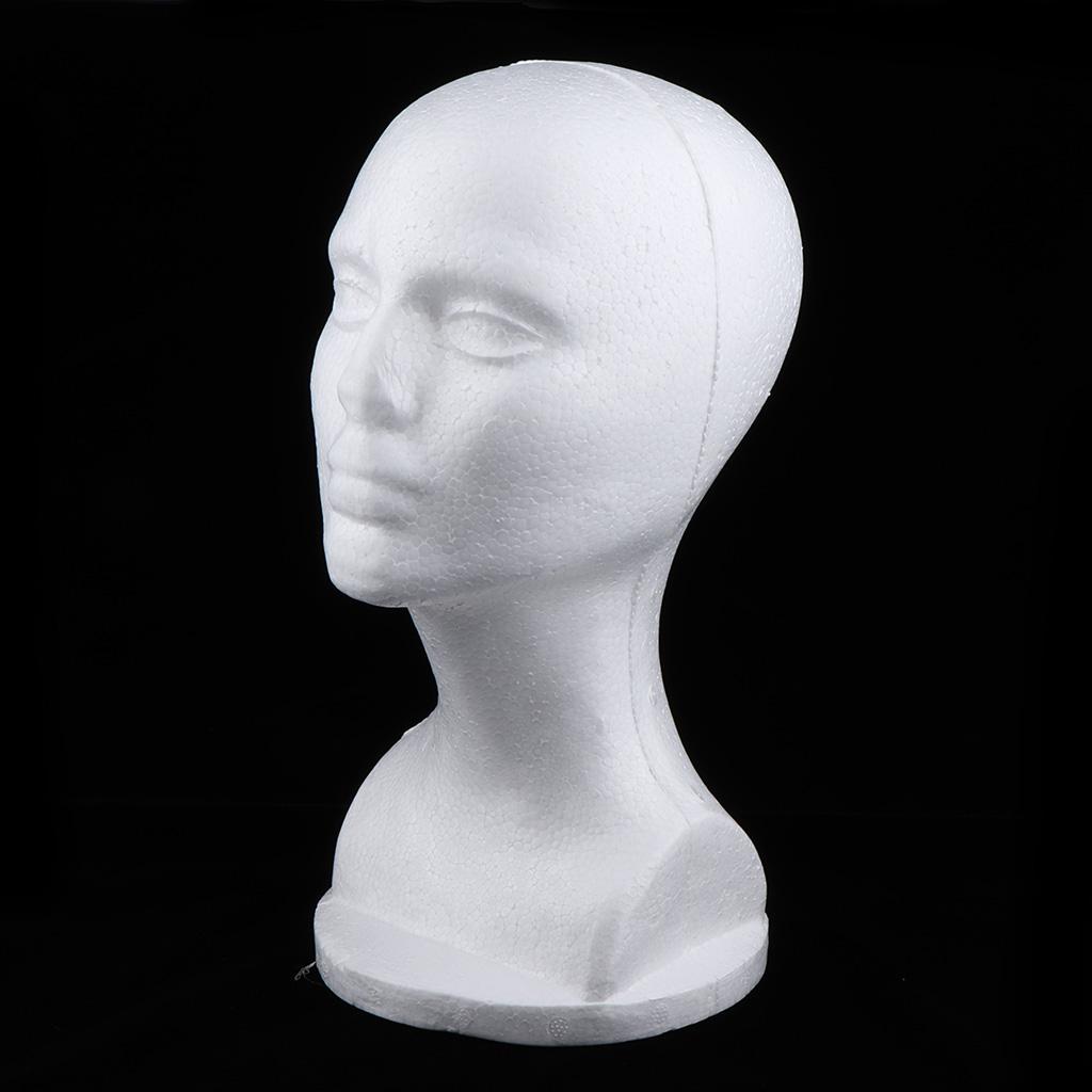 Weiblicher Schaumstoff-Mannequin-Kopf, Modell, Hut, Perücke, Ausstellungsstand, weißer Haarschnitt-Salon 31 cm weiß