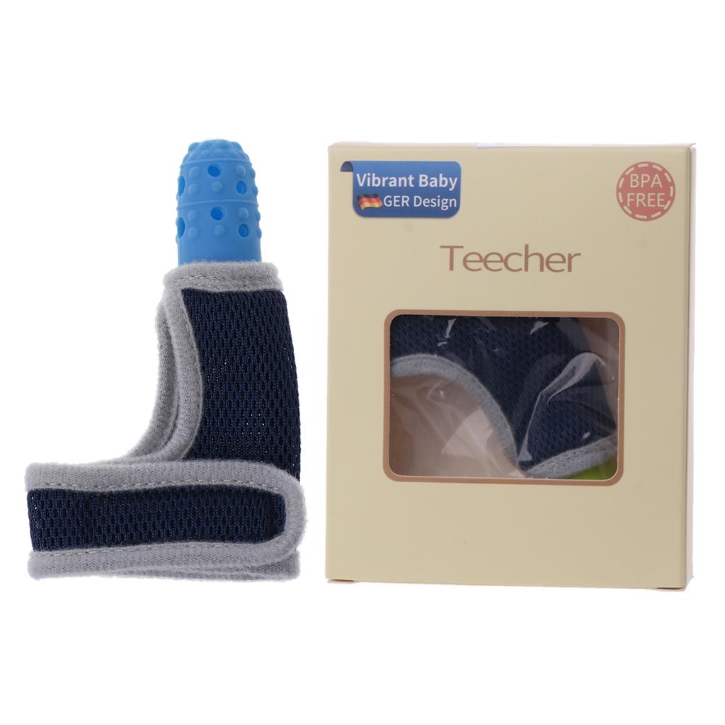 Fingerschutz für Kinder, stoppt Daumenlutschen, Handgelenkband, Baby-Stillhandschuhe, Beißring, Schnuller blau