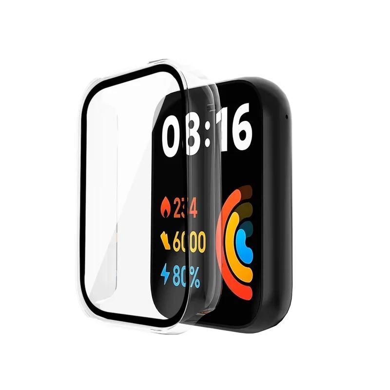 Glas + Hülle für Xiaomi Mi Band 8 SmartWatch, Rundum-Displayschutz, PC-Stoßfänger, gehärtetes Glas für Mi Band 8 Pro Zubehör For Mi Band 8 Pro transparent