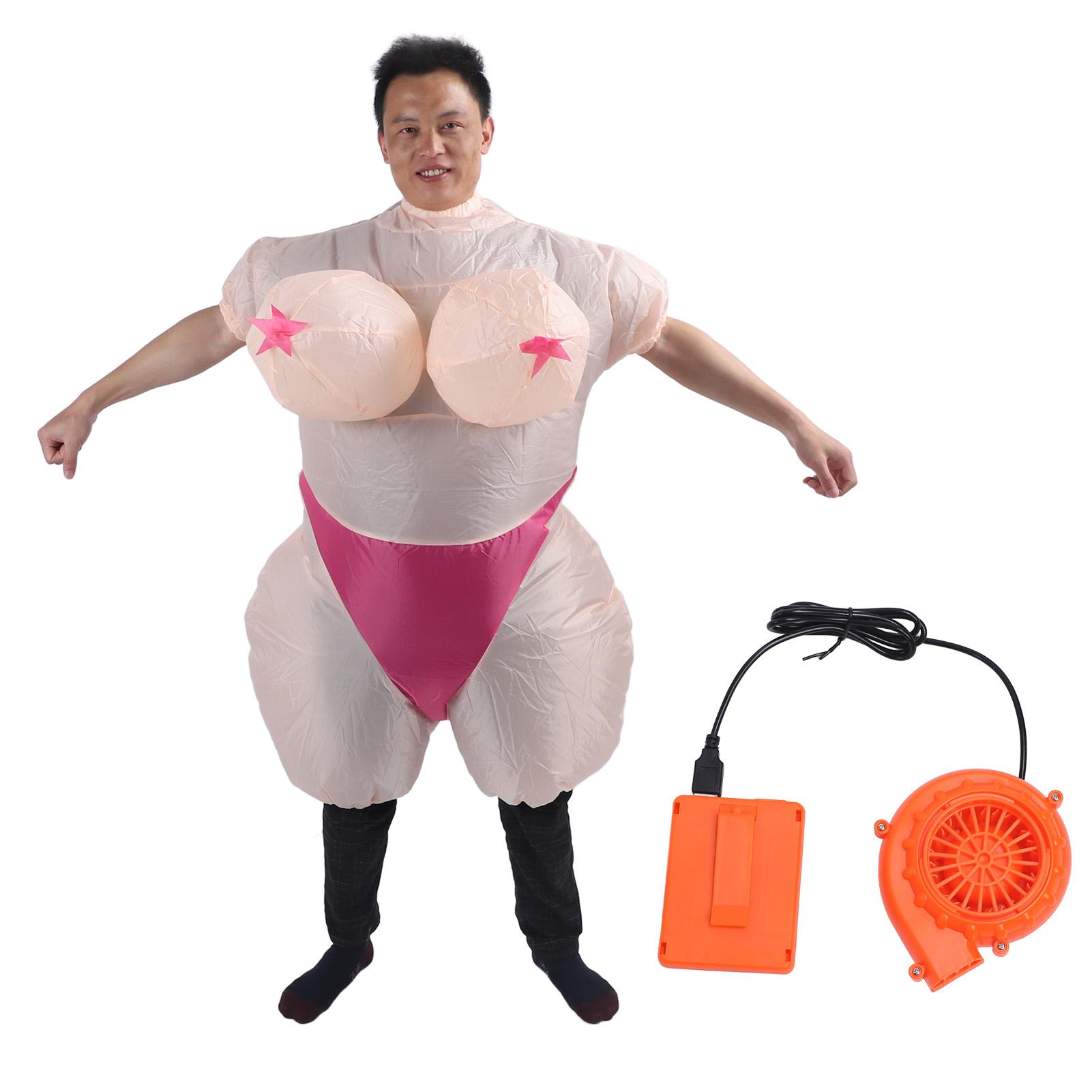 Aufblasbares Kostüm für Erwachsene Polyester Big Boob Frau Cosplay Lustige Blow Up Halloween Kostüm für