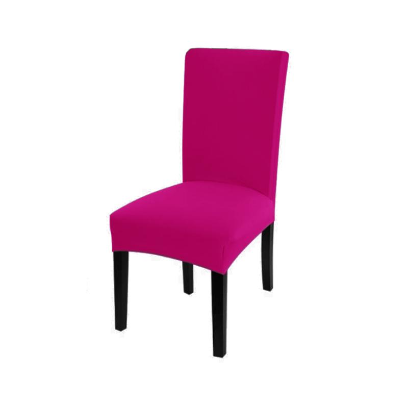 Einfarbiger Stuhlbezug, Spandex-Stretch-Schonbezüge, Stuhlhussen für Küche, Esszimmer, Küche, Hochzeitsbankett dunkel rosa