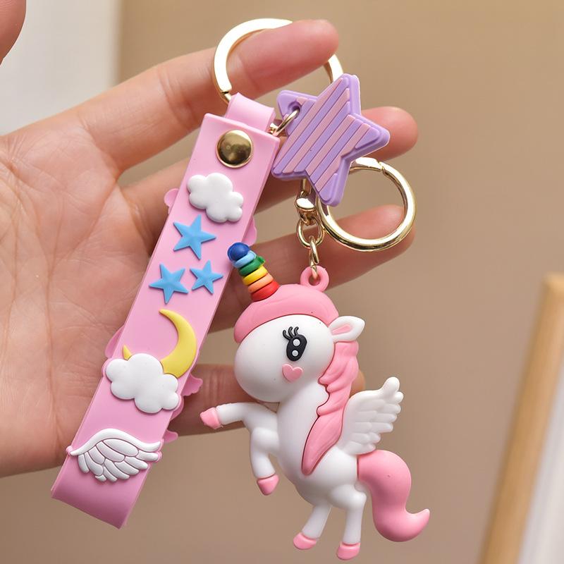 Cartoon Regenbogen Schlüsselanhänger süße Einhorn Auto Schlüsselanhänger kreative Tasche Anhänger Ring Geschenk rosa