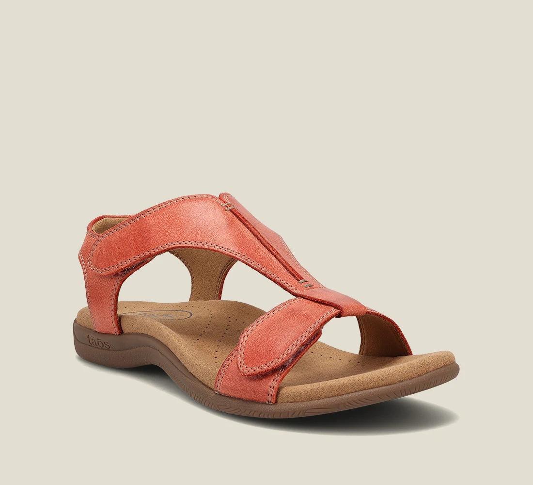 Sandalen Sommerschuhe für Damen PU-Leder Sandalen Komfort Leicht Rutschfest Damen Strand-Fußbekleidung Übergröße Orthopädische Sandalias 37 orange
