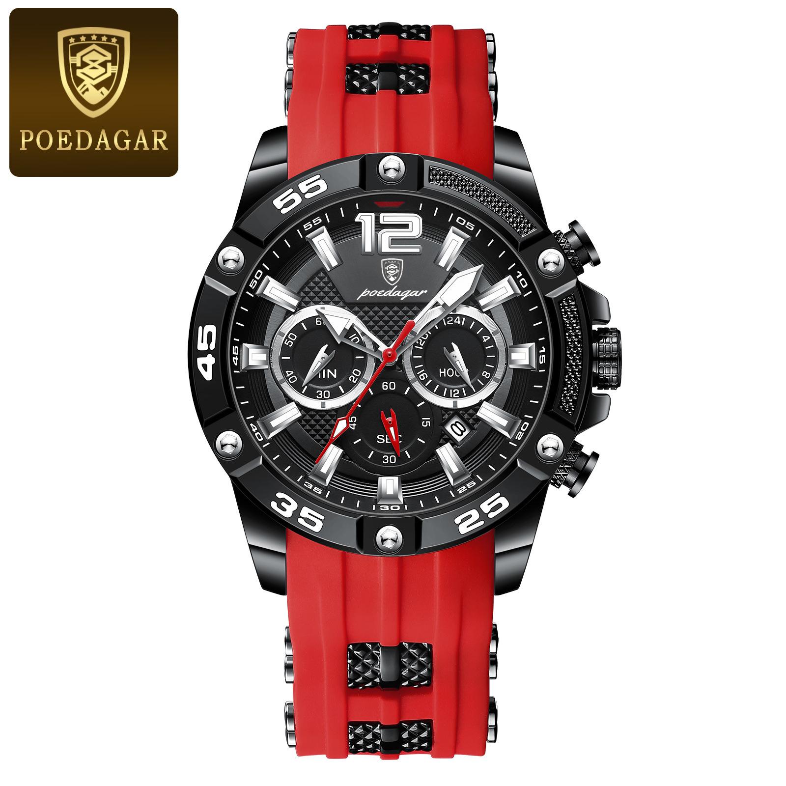 Silikon Casual Männer Uhr Luxus Wasserdicht Leucht Chronograph Datum Mann Armbanduhr Militär Quarz herren Uhren Hohe Qualität rot
