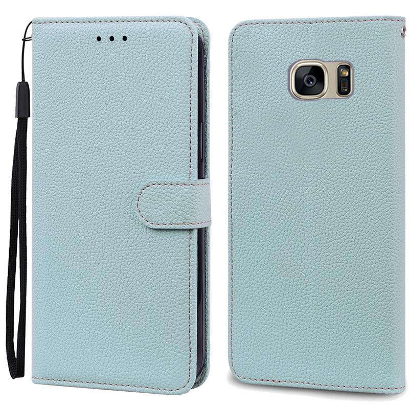 S7Edge Fall Für Samsung Galaxy S7 Fall Leder Brieftasche Auf Für Samsung S7 Rand Fall Weiche Flip-Cover Für Samsung s7 S 7 Rand Fundas For Samsung S7 Edge hellblaue