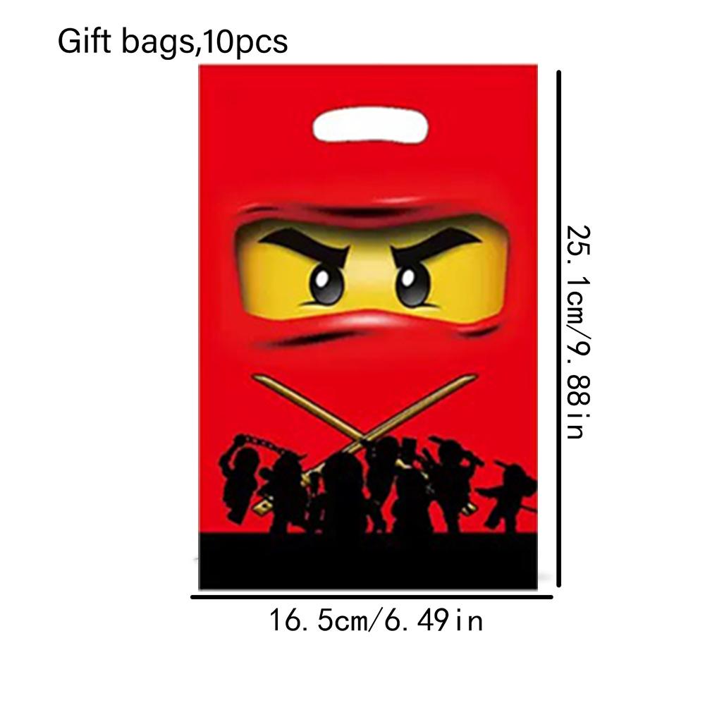 10 Stück Cartoon Ninja Geschenktüte Geburtstagsfeier Zubehör Süßigkeitentüte Geschenkfülltüte Geschenke für Gäste Kinder Babyparty Zubehör 25.1x16.5