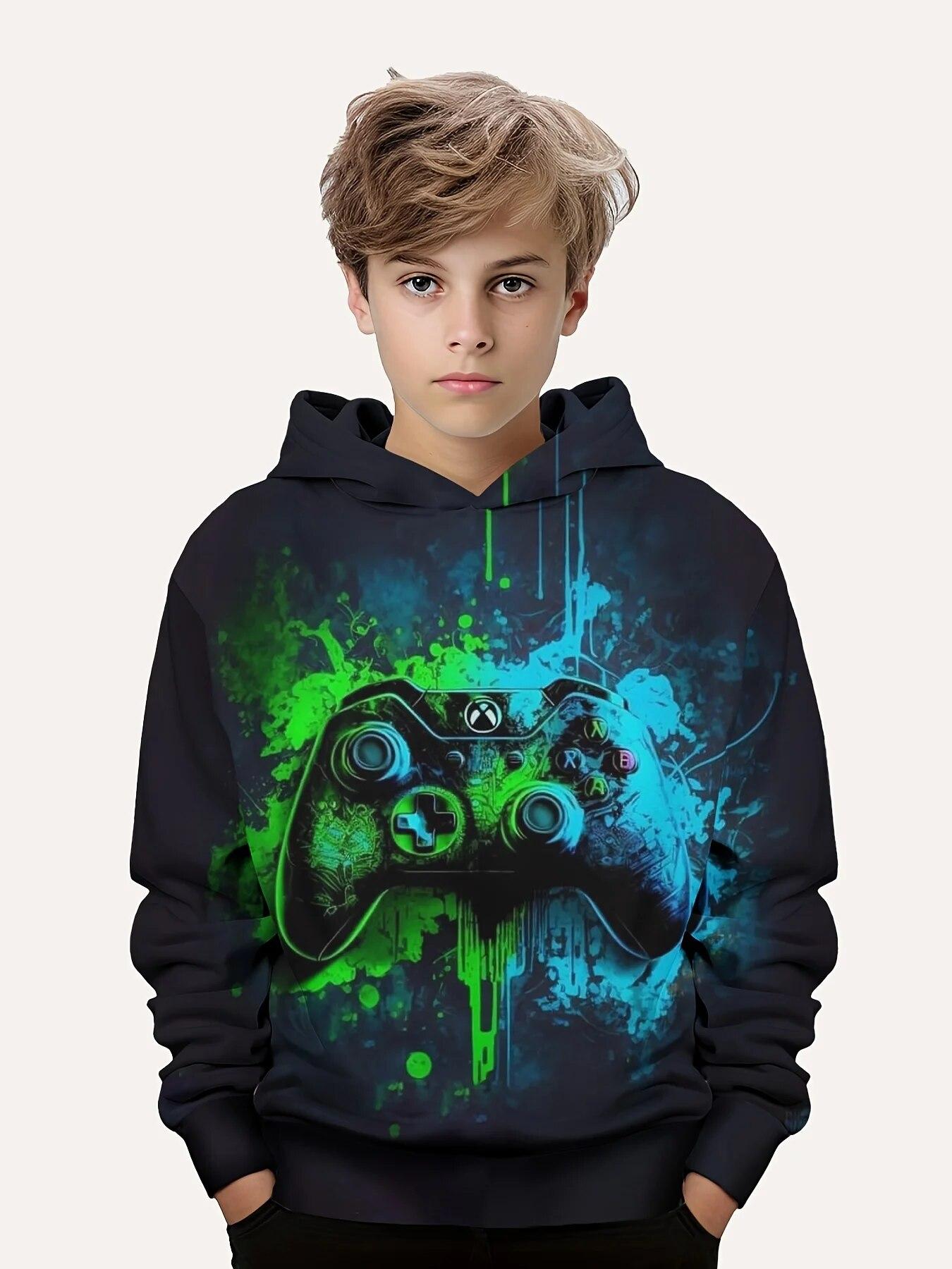 Gamepad Hoodies Jungen Kleidung 3-14 Jahre Kinder Hoodie Junge Tops Lange Ärmel Sweatshirt Kinder Mode Kinder Kleidung 150