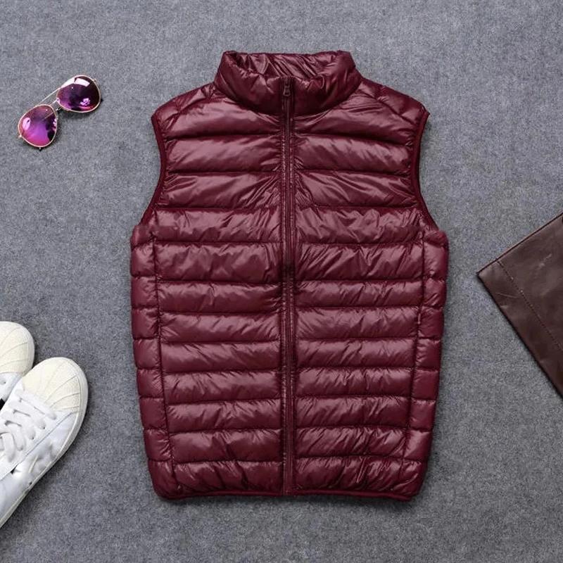 Mantel Ultraleichte ärmellose Pufferweste Jacke Ultradünne warme leichte Daunenjacke Weste Winter Herren Entendaunenweste Mäntel S bordeaux