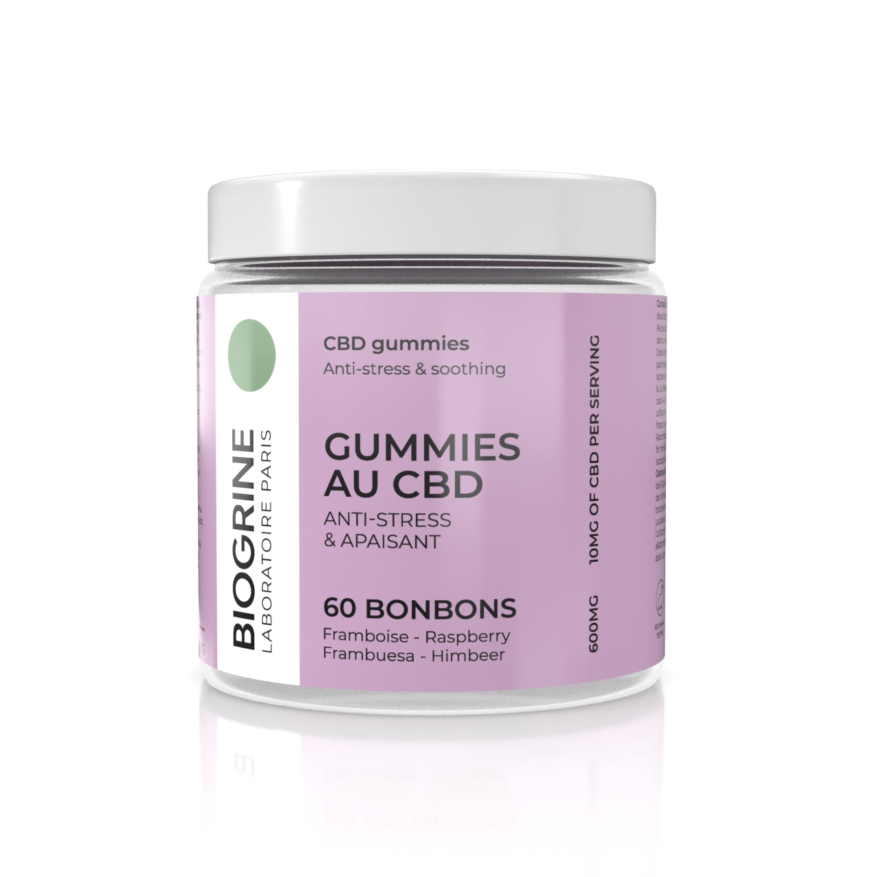 CBD Gummies Anti-Stress & Beruhigend|60 Gummies-600mg CBD|Himbeergeschmack|Wellness, Schlaf & maximale Konzentration|Vegan