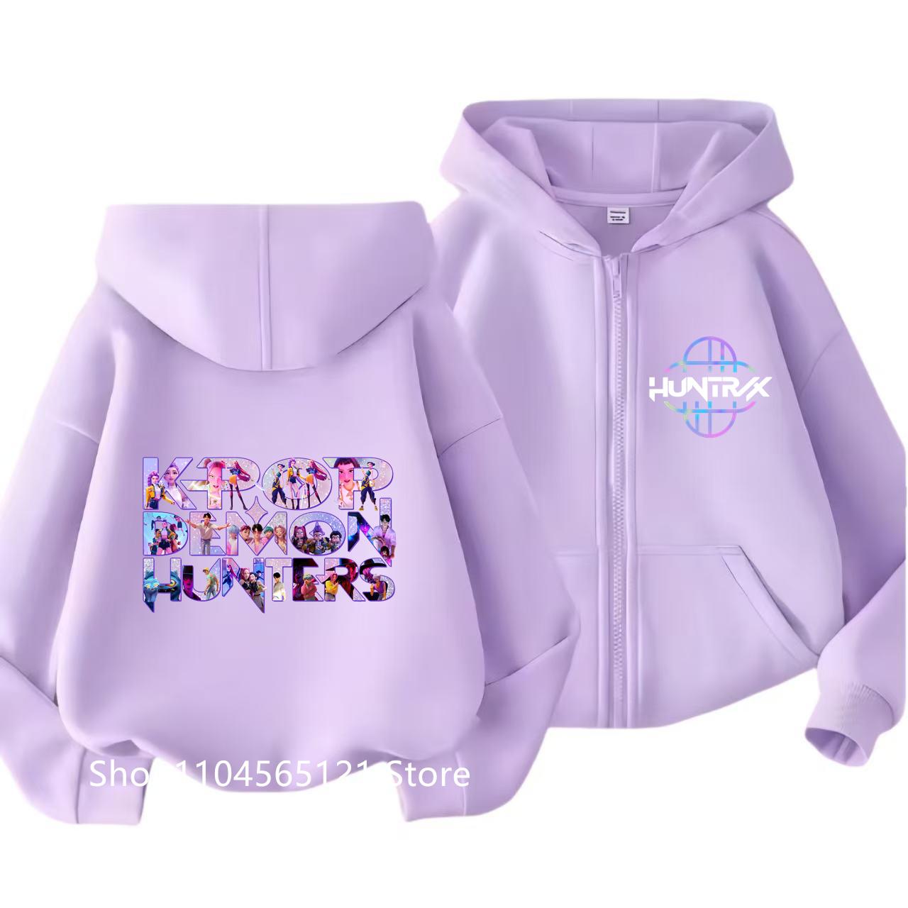 Kapuzenpullover mit Reißverschluss Kpop Demon Hunters Hoodie Kinderkleidung Kinder Mädchen Jungen Sweatshirt Sajaboys Reißverschluss-Kapuzenpullover Baby Freizeit-Oberteile 140
