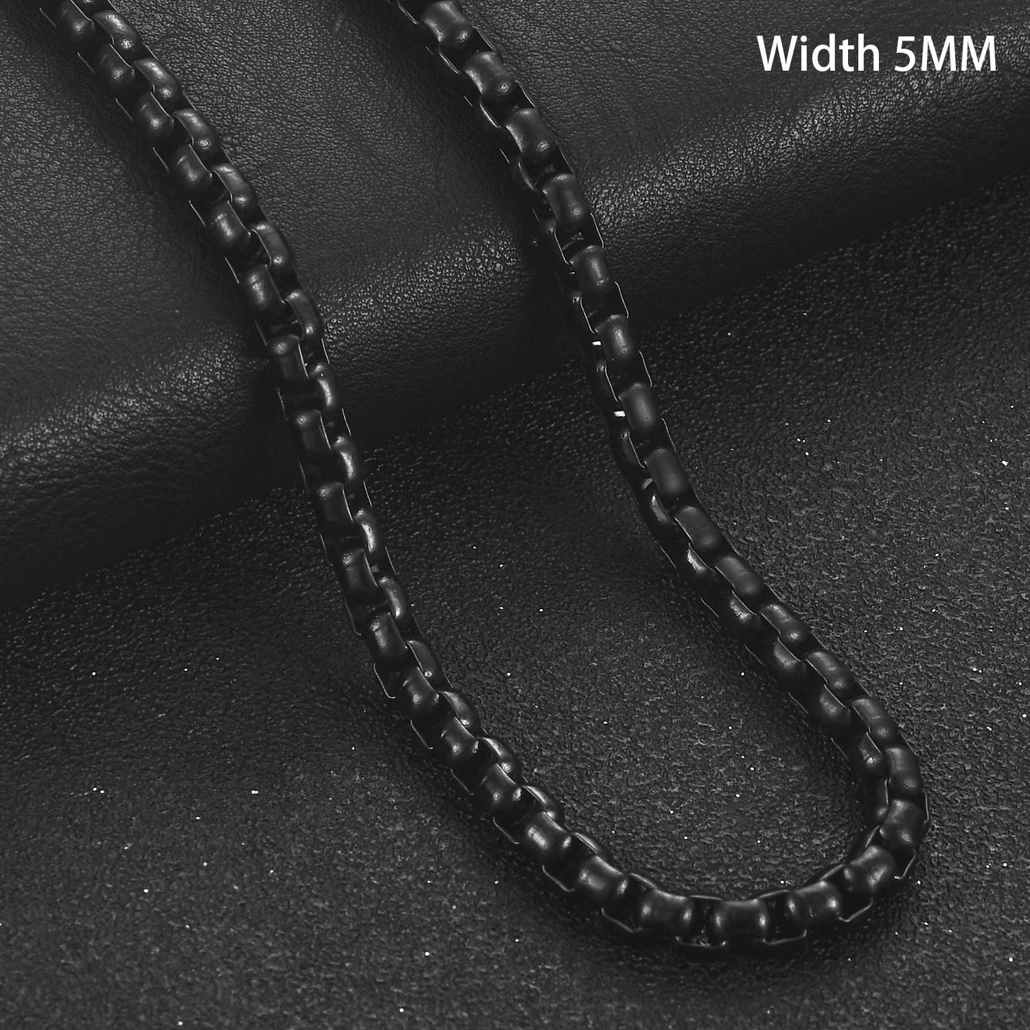 2/3/4/5mm Herren Schwarz Vergoldet Edelstahl Quadrat Rolo Gliederkette Halskette für Damen Herren Metall Choker Schmuck Geschenk Zubehör 70cm  28inch