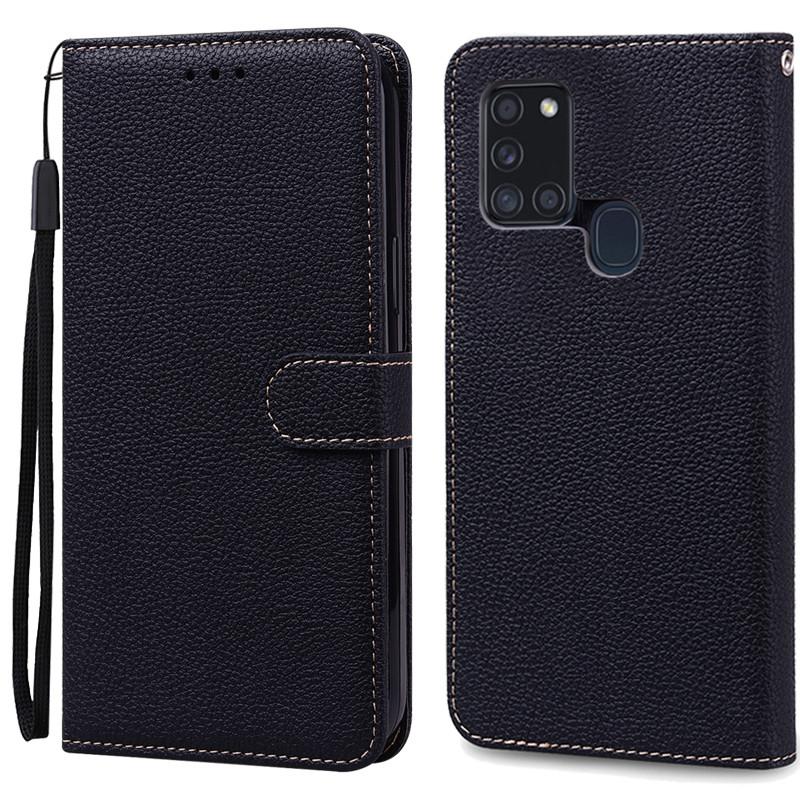 A21S Hülle Für Samsung Galaxy A21S Hülle Brieftasche Leder Flip Hülle Für Samsung A21S Hülle A 21s A217F Weiche Silikonhülle Fundas For Samsung A21S schwarz