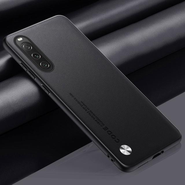 Luxuriöse schlichte PU-Lederhülle für Sony Xperia 1 10 V 10V, matte Abdeckung, Silikon, weiche Kante, stoßfester Schutz, Handyhülle für Sony Xperia 1 V 1V For Xperia 10 V schwarz