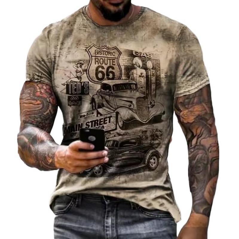 Vintage Motorrad Print Kleidung Männer Grafik T-Shirts Herren Sommer Kleidung T-Shirts Männer Kurzarm T-Shirt Vintage Grafik T-Shirts L