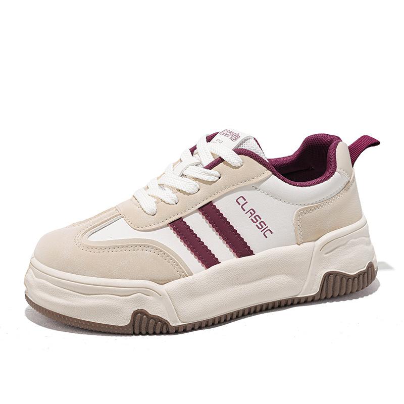 Dicksohlige kleine weiße Schuhe Neuer Frühling Super-Feuer Höhenzunahme Atmungsaktiv und vielseitig Damen Flachsohlige Schuhe Lässige Sport-Board-Schuhe 39
