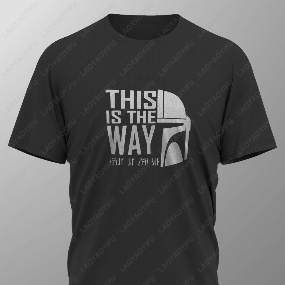 DAS IST DER WEG Mandalorian T-Shirt Tee Siebdruck Design Neu Sommer Rundhals Männlich Klassisch Atmungsaktiv einfach Kurzarm XL gray