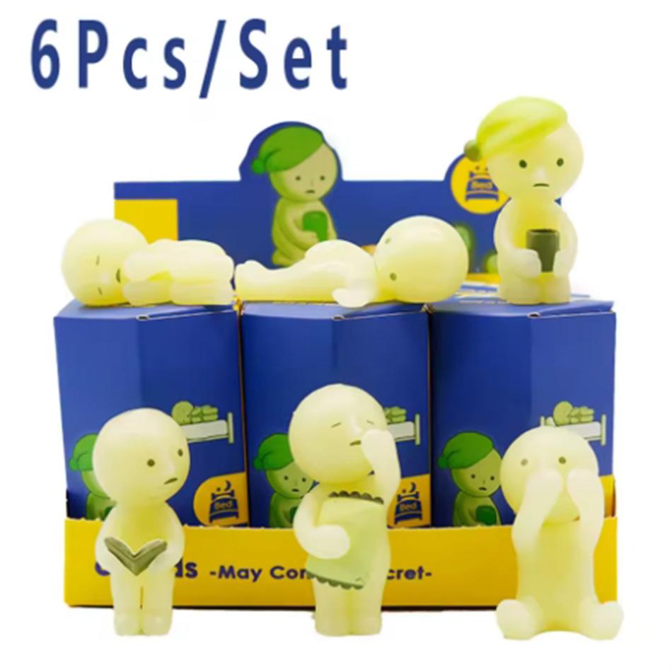 Süße Anime-Figur Smiski Blind Box Schlafzimmer-Serie Überraschung Nachtleuchtende Spielzeuge Modell Sammelpuppe Dekoration Kinder Weihnachtsgeschenke