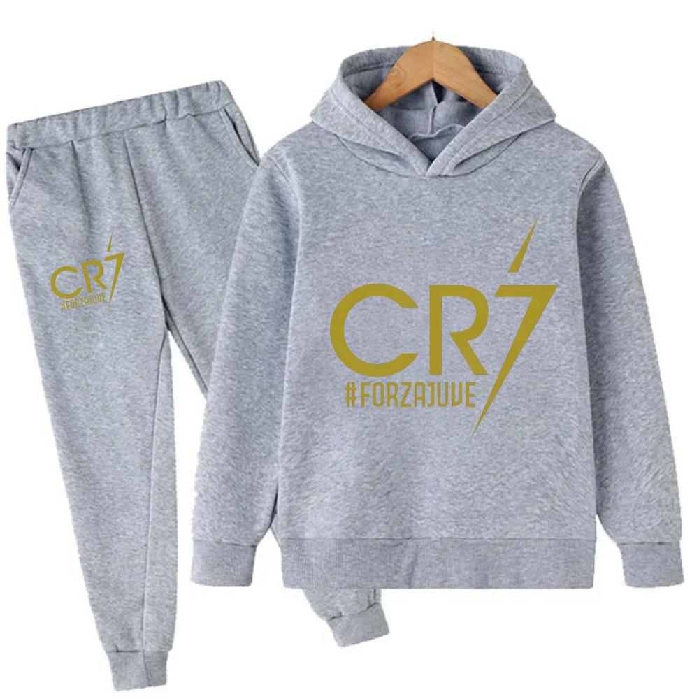 3-12 Jahre Kinderkleidung Hoodie + Hose Anzug 2-teiliges Set Jungen Trainingsanzug Frühling Herbst Sweatshirt Set Fußball CR7 Kinder Sportanzug 110
