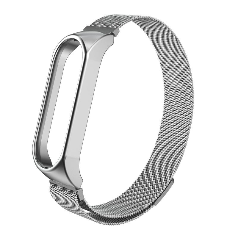 Magnetisches Mi Band 7 Armband aus Metall für Xiaomi Mi Band 7 6 5 4 3 Armband Armband Armband Ersatzarmband für Xiaomi Mi Band 6 5 4 3 Armband For Mi Band 3 4 5 6 silber
