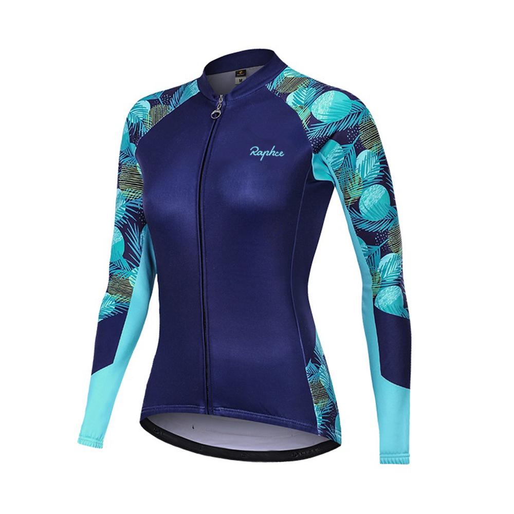 Raphce Damen-Radtrikot, langärmelig, Fahrradoberteile, Shirts für Damen, Fahrradbekleidung, atmungsaktiv, MTB-Radtrikots mit 3 Taschen M perle aqua