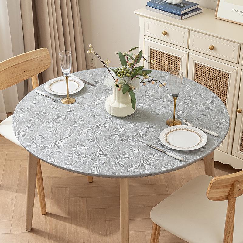Rutschfeste Wasserdichte Runde Tischdecke: Elastische, ölabweisende, verbrühungssichere, waschfreie Tischdecke für Esstische. 80cm diameter