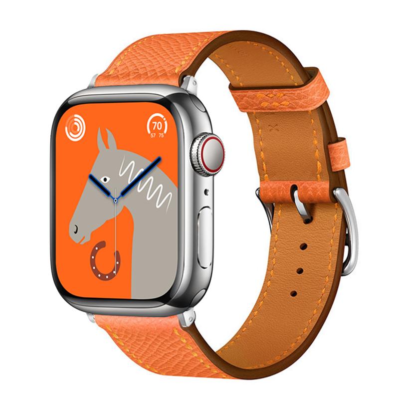 Armband aus Leder für Apple Watch Armband 44 mm 45 mm 40 mm 41 mm Single Tour Hermes Armband Correa iWatch Serie 6 SE 7 8 9 Ultra 2 49 mm 42mm-44mm-45mm-49mm gray