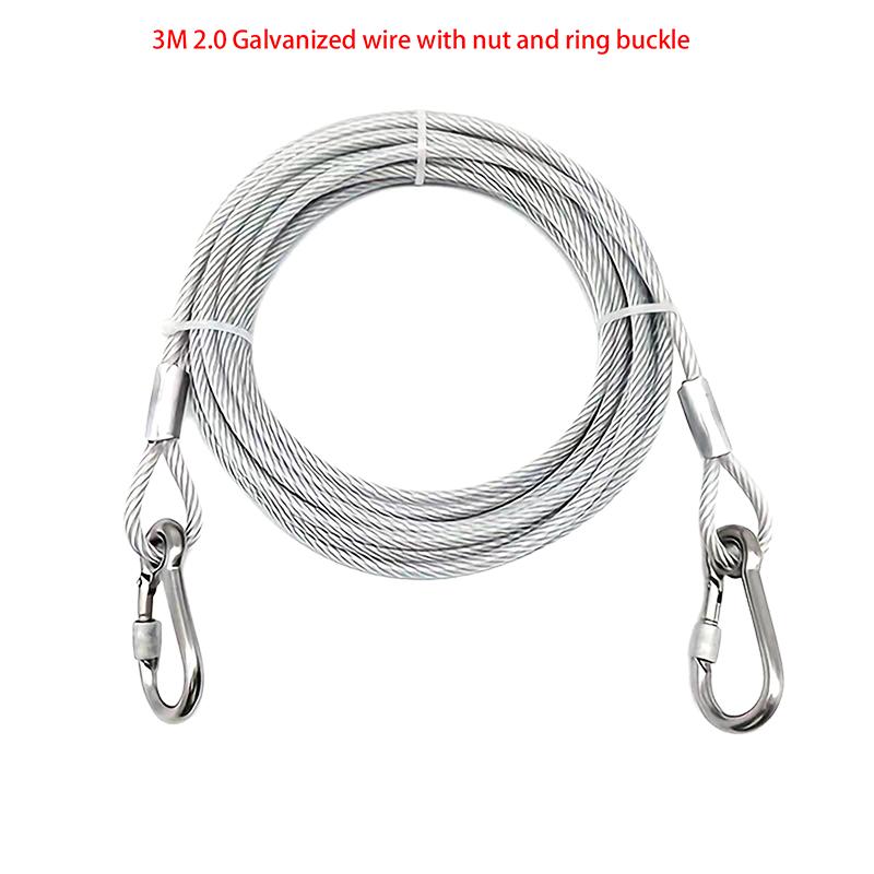 3-10M Doppelseitige Hunde-Anbindeleine Rationsseil Metallschnalle Stahldraht Rostschutz Trainingshalsband Outdoor Hunde Gurt