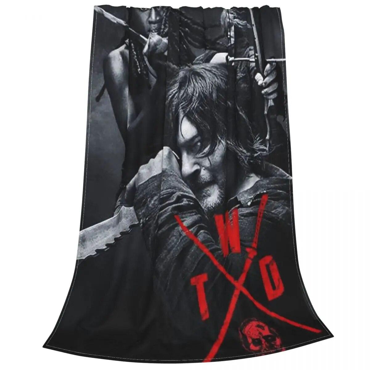 Horrorfilm The Walking Dead Decke aus Fleece, gruselig, Rick Grimes, Daryl Dixon, weiche Überwurfdecke für Auto, Sofa, Couch, Schlafzimmer, Steppdecke 200x150cm