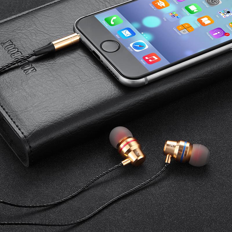 VAORLO 3,5 MM Schwere Bass Kopfhörer Verkabelt Kopfhörer HiFi Stereo Musik In-Ear-Headset Mit Mikrofon Für Smartphones Computer gold