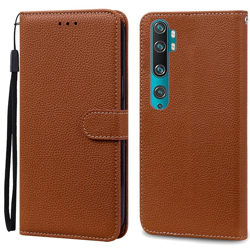 Mi Note 10 Hülle für Xiaomi Mi Note 10 Hülle Leder Brieftasche Flip Case für Xiaomi Mi Note 10 Pro Cover Fundas CC9 Pro Handyhüllen for Mi Note 10 Pro braun