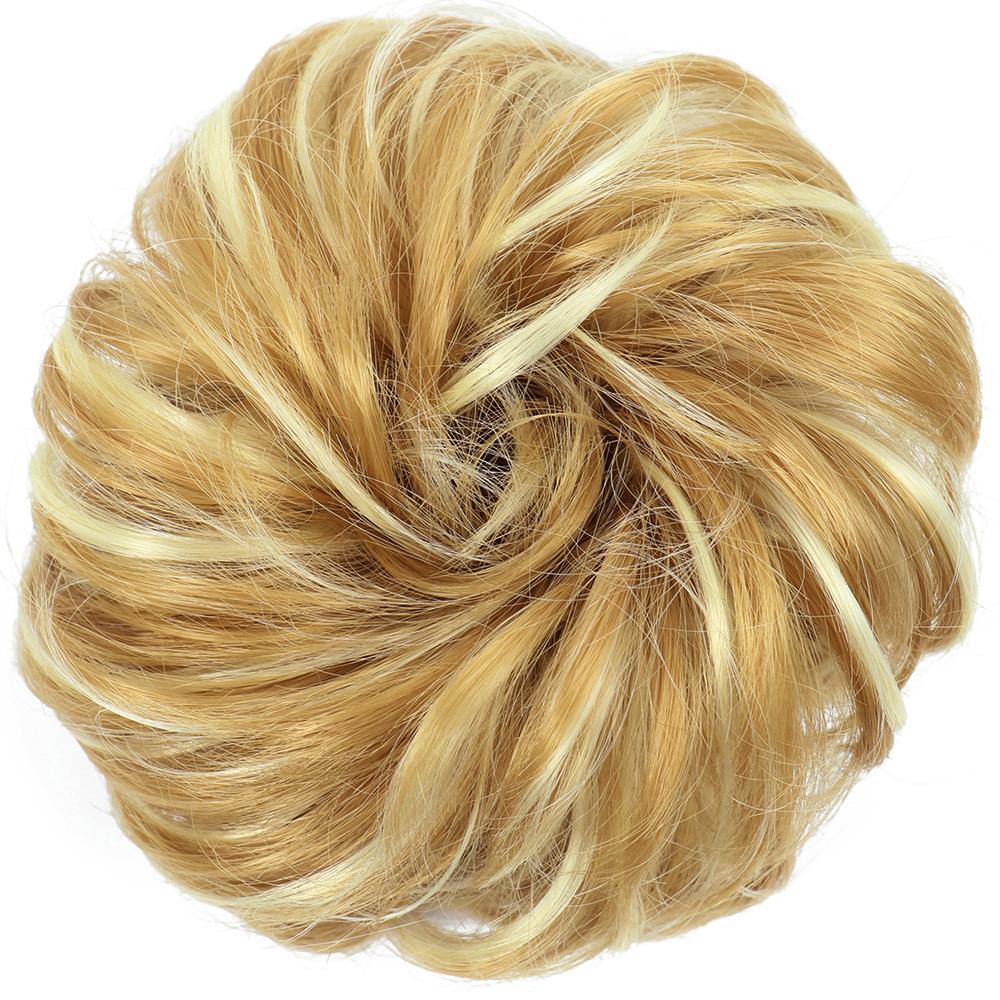 Synthetische Haarknoten-Extensions, unordentliches, lockiges, elastisches Haargummis, Haarteil, synthetisches, elegantes, lockiges Chignon-Haar für Frauen brown