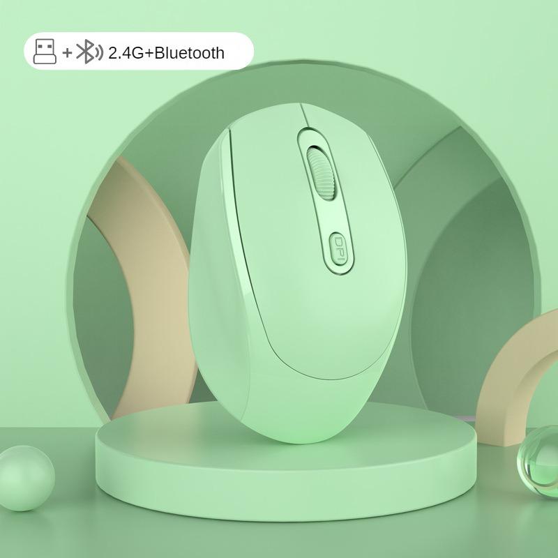 2,4 GHz Kabellose Maus Bluetooth 5.2 Optische Mäuse mit Empfänger RGB 1600DPI 4 Tasten Leise Maus USB Aufladbare Spielmäuse für Computer Laptop PC grün