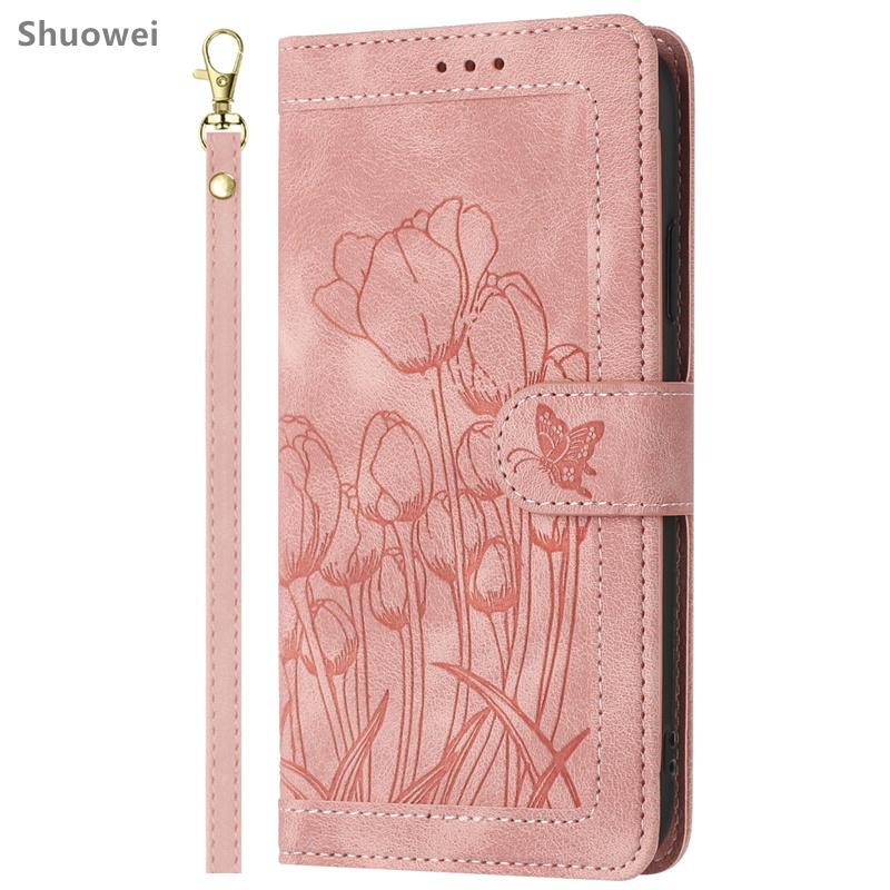 Für Samsung Galaxy S22 S23 S24 S25 Edge Ultra Pro Plus FE Hülle Brieftasche Leder Klapphülle Kartenhalter Abdeckung Galaxy S25 Edge rosa