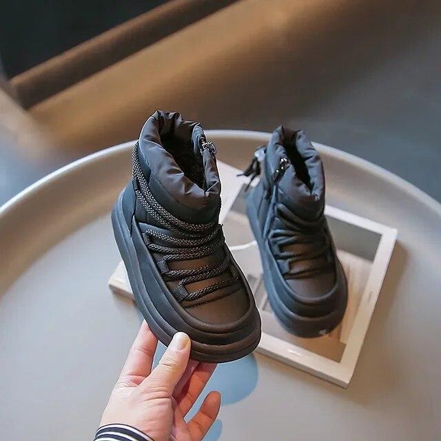 Baby Stiefel Mode Lässig Mädchen Jungen Winter Plüsch Warme Schuhe Weichen Boden Schuhe Kinder Sneaker Kinder Sport Schnee Schuhe 26 schwarz