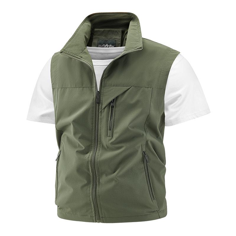 Herren Atmungsaktive Sommer Outdoor Arbeitskleidung und Angelweste mit Mehreren Taschen 6XL armee grüne