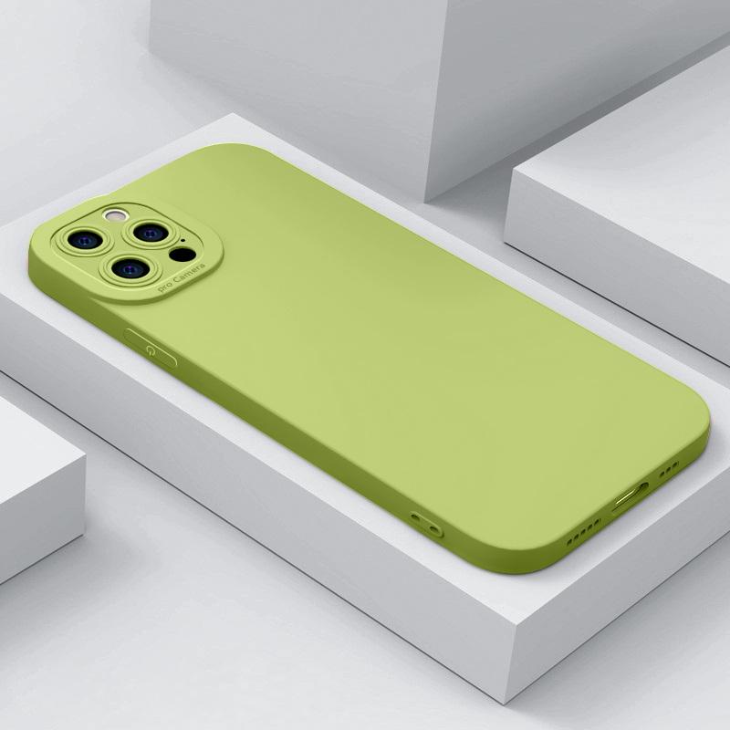 Für iPhone Weiche Flüssigsilikon Handyhülle Flanell Kameraobjektivschutz Rückseite Für iPhone 16 15 14 Pro MAX 13 12 11 17 Pro 16E 17E 8 7 For iPhone 16 Pro Max grün