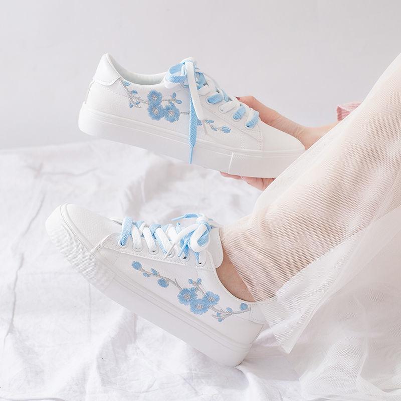 Mode Schuhe frauen Vulkanisieren Schuhe Frühjahr Neue Casual Klassische Feste Farbe PU Leder Schuhe Frauen Casual Weiße Schuhe Sneakers20 35 blau