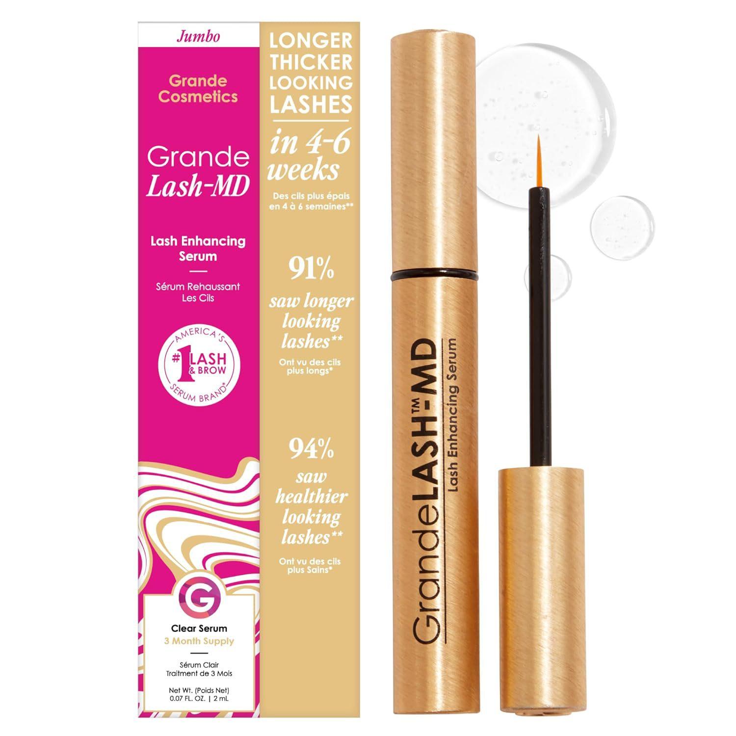 Grande Cosmetics GrandeLASH-MD Wimpernwachstums-Serum, Fördert dichtere, längere Wimpern, Nährt und stärkt, Schnell wirkende Wimpernpflege