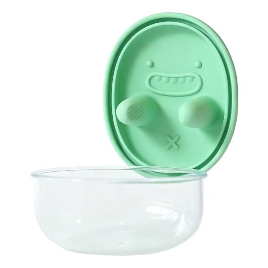 Auslaufsichere Snackbox mit Silikonabdeckung Tragbares Finger-Schutz-Design Lunchbehälter ohne Kleckern Aufbewahrungswerkzeug für Kekse grün