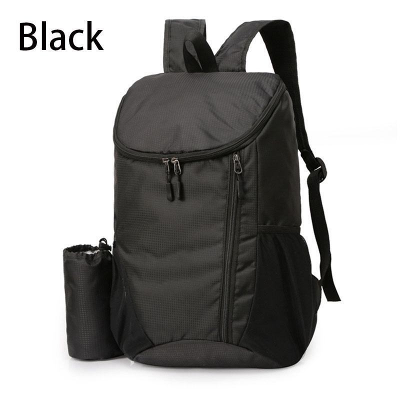 1 Stück Falttasche mit großer Kapazität, leicht, wasserdicht, 8 Farben, Outdoor-Tasche, Reisesport, faltbare Rucksäcke One Size schwarz