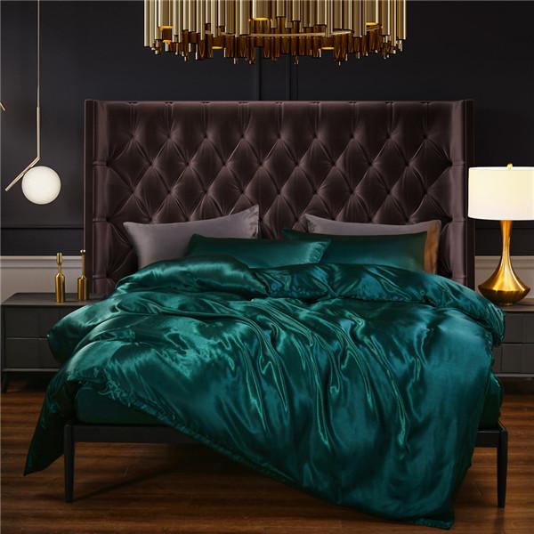Sommer Seide Bettwäsche Bett Einfarbig Satin Bettwäsche Bett Seide Bettbezug Sets Home Textile 3PCS Bettwäsche Set 150x200CM 3PCS