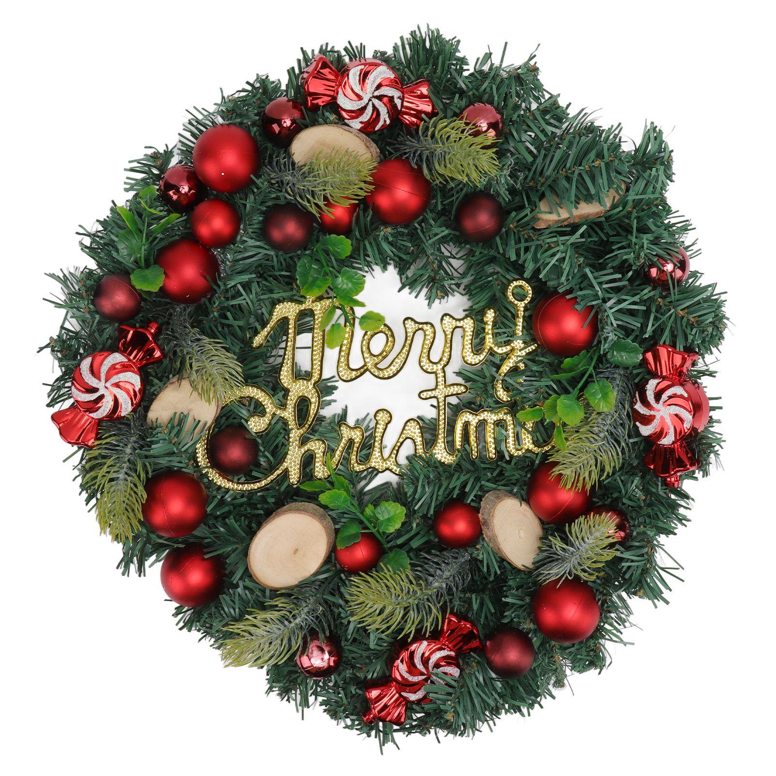 Künstlicher Weihnachtskranz für die Haustür Kiefernnadel Rote Süßigkeiten Weihnachtsgirlanden Dekorationen für
