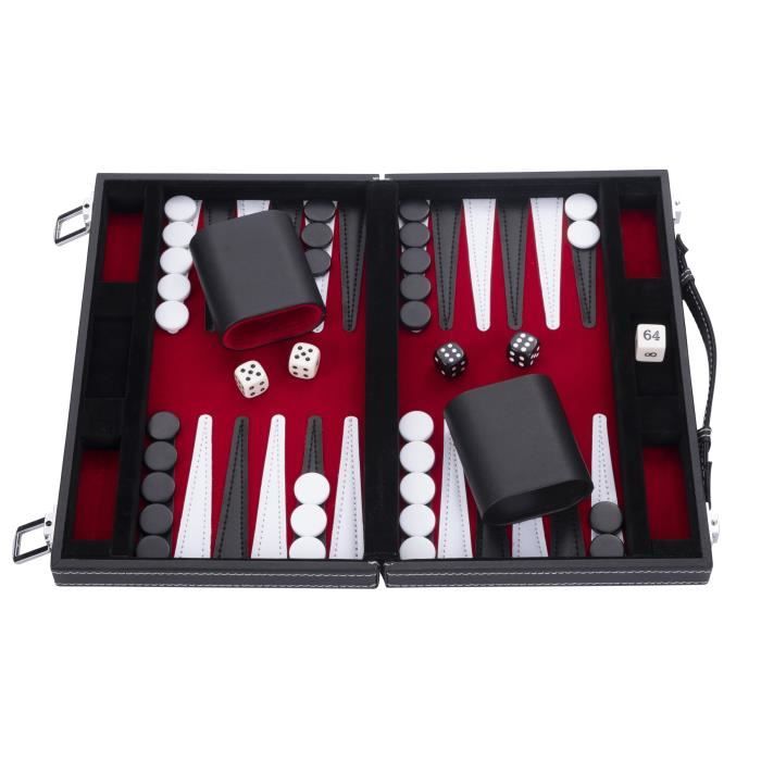 11  Reise-Backgammon im Koffer - ENGELHART - 11  Reise-Backgammon - Rot - Schwarz - Weiß