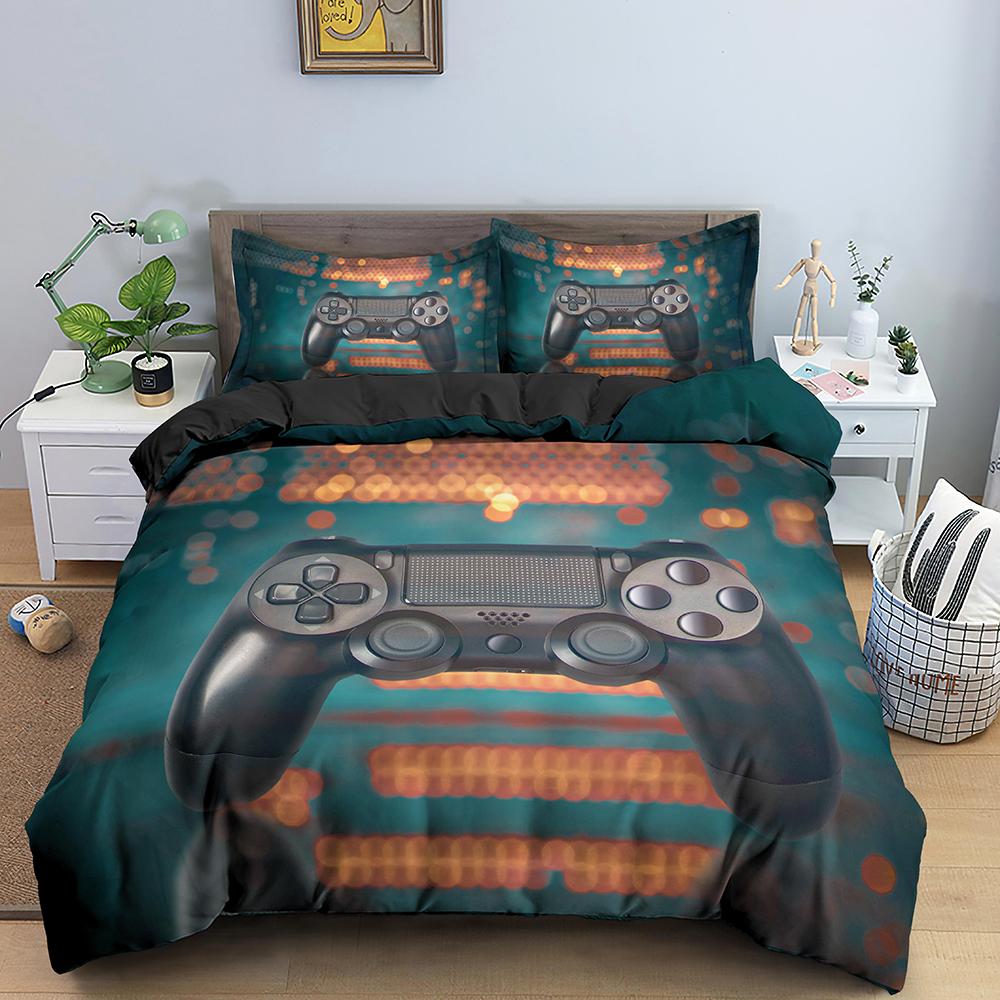 Teens Videospiele Bettdecke Bettbezug King Gamepad Controller Bettwäscheset Jugend Spiel Bettwäscheset 2/3-teilig Polyester Steppdeckenbezug EU single(135x200cm)