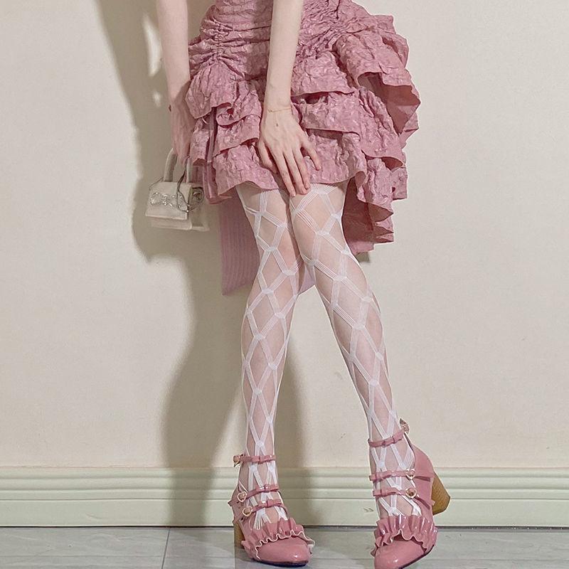 Sexy Lolita Strümpfe Fischernetz Strumpfhosen Netz Maschenlöcher Transparente Strumpfhosen Gothic Punk Mädchen Club Party Schwarze Damen Jk Strumpfhosen One Size gray