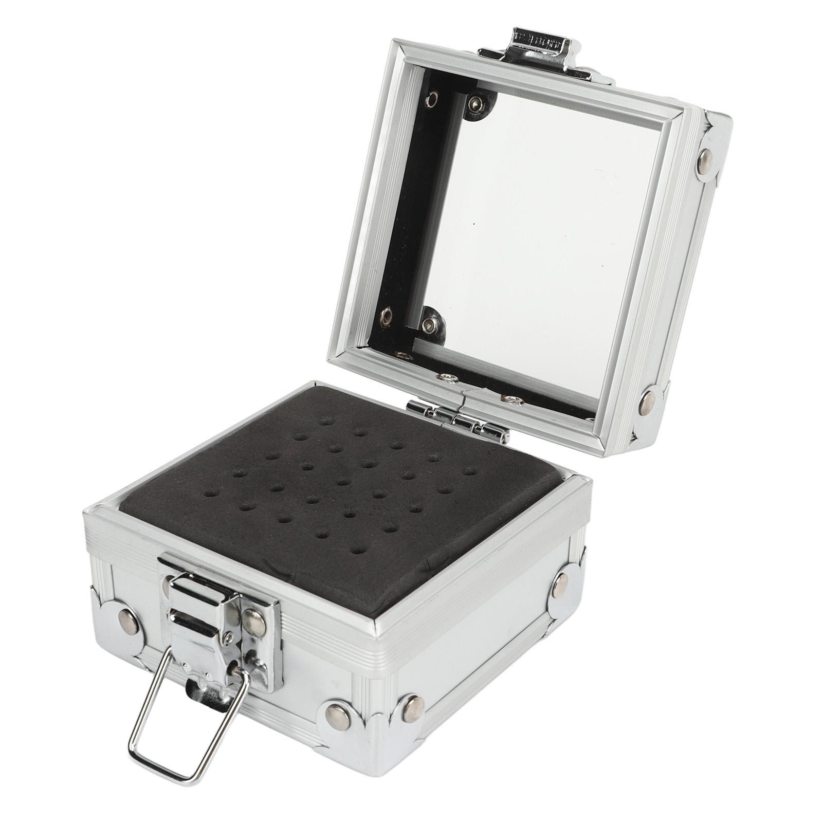 Nagelfräser-Aufsatzhalter Behälter 25 Löcher Aluminiumlegierung Nagel Schleifaufsätze Aufbewahrungsbox Organizer silber