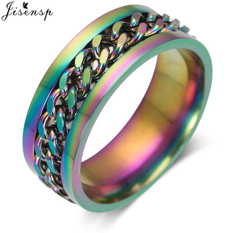 Mode-Angst Fidget Ringe Entspannender Rotierbarer Edelstahl-Kettenring für Männer Frauen Spinner Schmuck Gold Schwarz Bague Homme 13 black