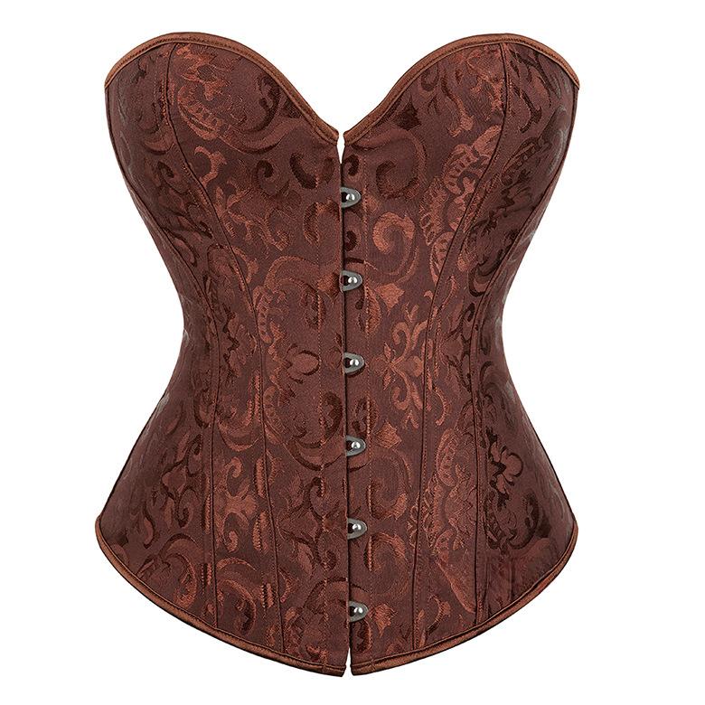 Damen Korsett Taillenkorsett Bauchweg Brautkleid Unterhose Unterwäsche Formende Weste Court Shapewear Korsett Bustier 6XL kaffeebraun