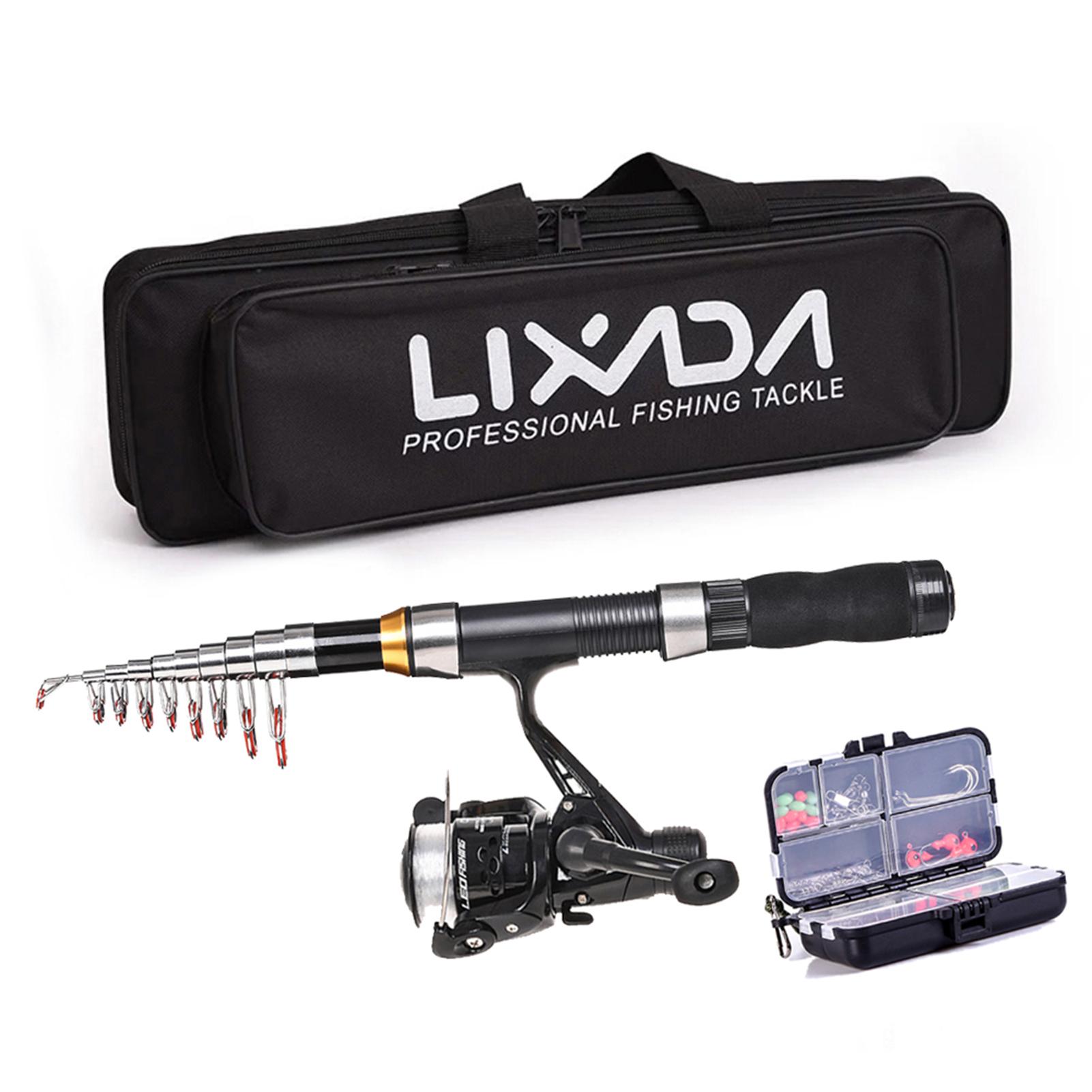 Lixada Angelrute Reel Combo Full Kit 2,1 m/2,3 m Teleskop Angelrute Spinning Reel Set mit 2.1m rod